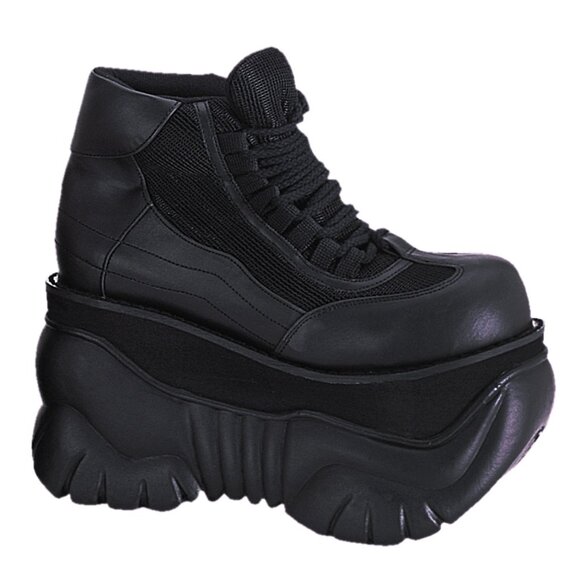 DEMONIA - BOXER 01 Cyberpunk Unisex Black Platform Sneakers - Picture 1 of 4